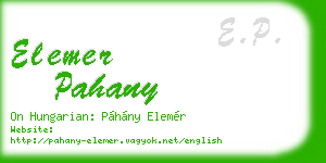 elemer pahany business card