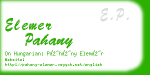 elemer pahany business card